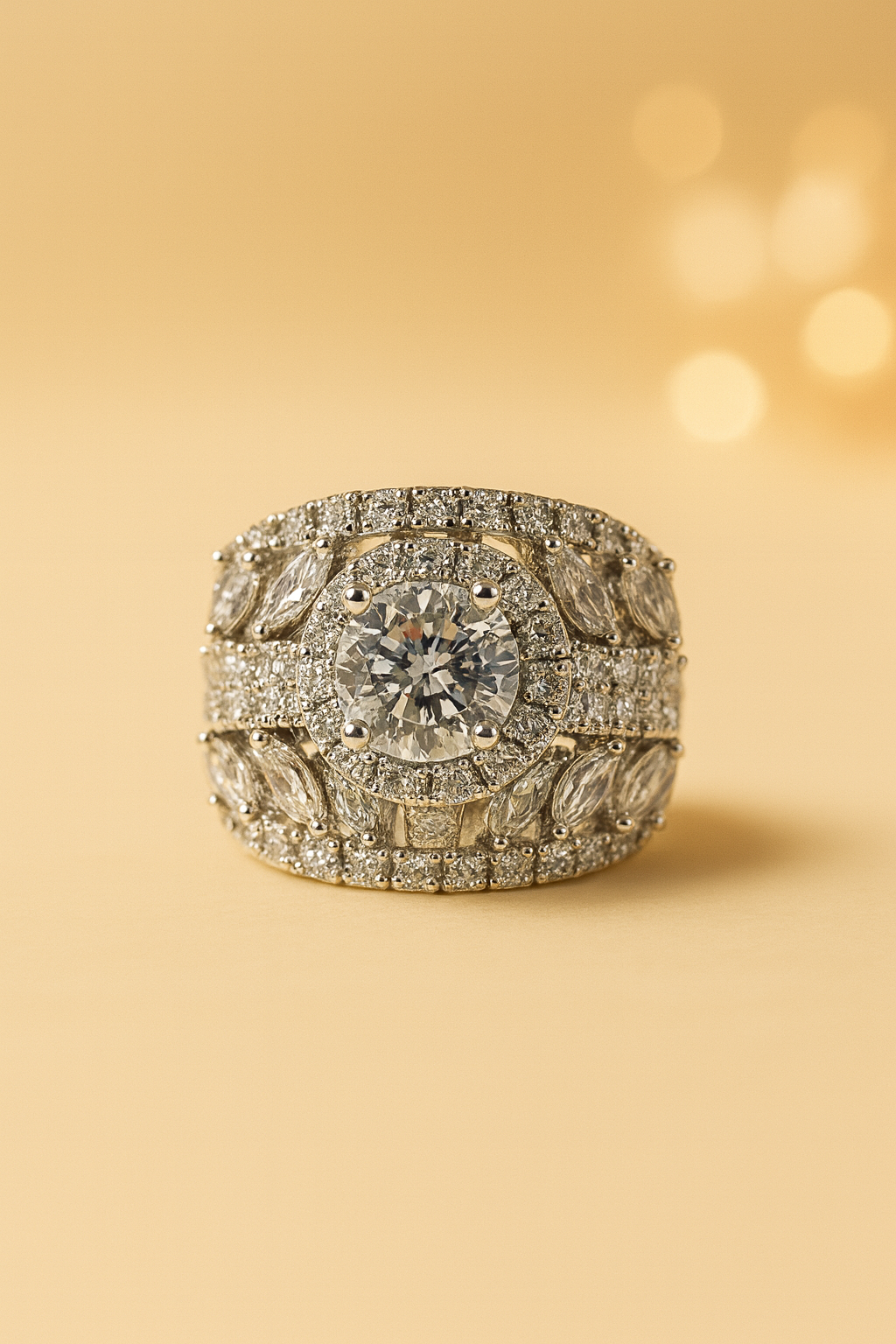 Celestia Silver Halo Diamond Ring