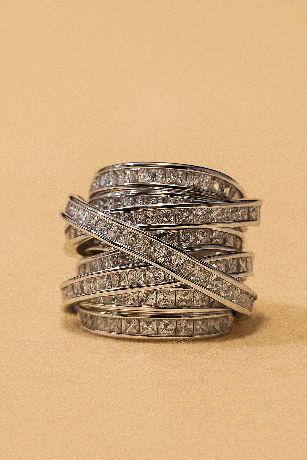 Aurora Silver Criss-Cross Diamond Ring